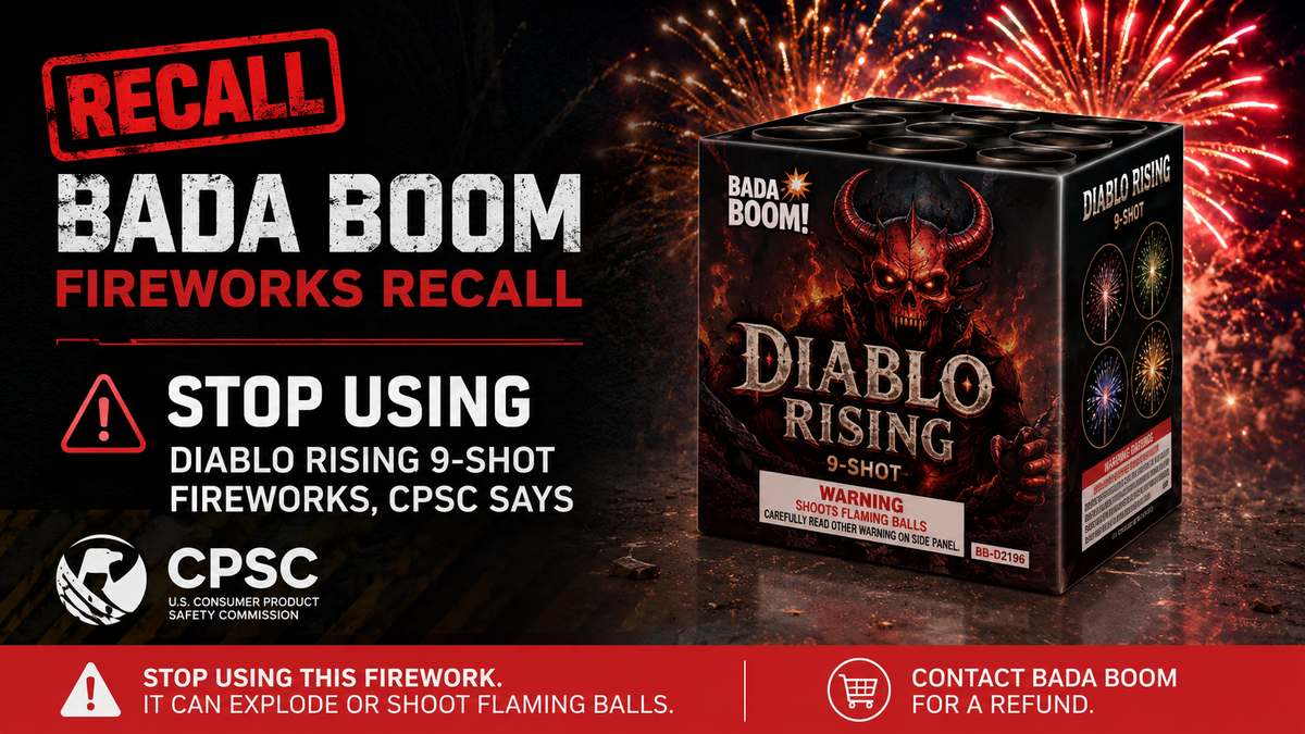 Bada Boom fireworks recall: Stop using Diablo Rising 9-shot fireworks, CPSC says