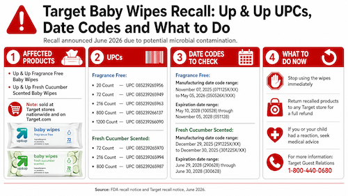 Target Baby Wipes Recall: Up & Up UPCs, Date Codes and What to Do