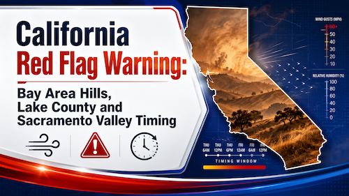 California Red Flag Warning: Bay Area Hills, Lake County and Sacramento Valley Timing