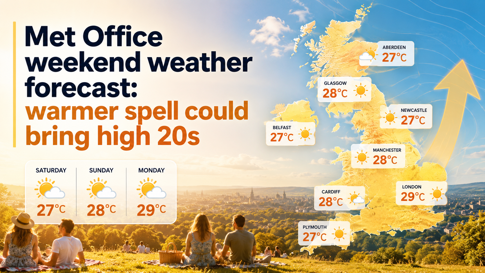 Met Office weekend weather forecast: warmer spell could bring high 20s