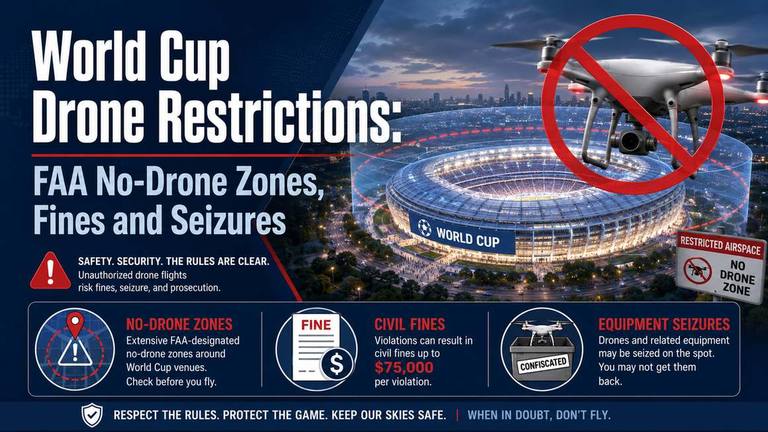 World Cup Drone Restrictions: FAA No-Drone Zones, Fines and Seizures