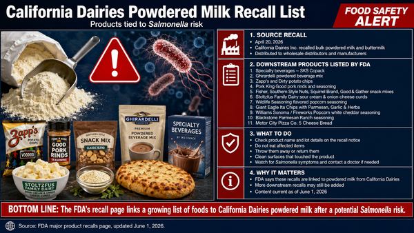 California Dairies Powdered Milk Recall List: Products Tied to Salmonella Risk