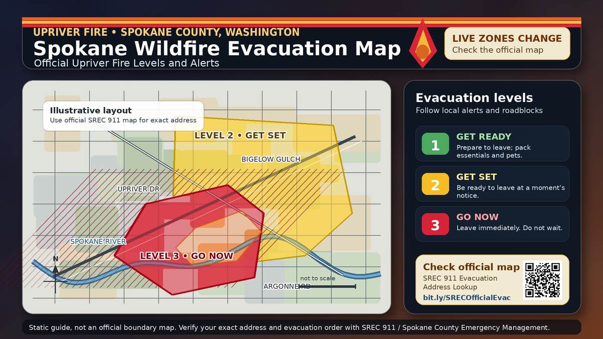 Spokane Wildfire Evacuation Map: Official Upriver Fire Levels and Alerts