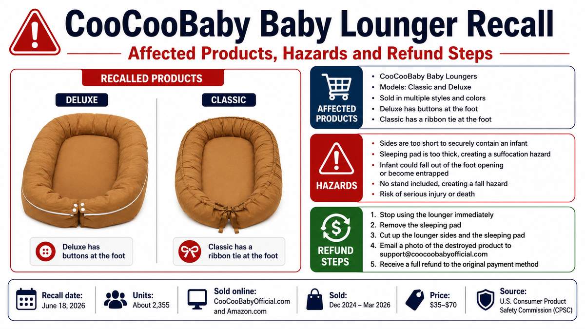 CooCooBaby Baby Lounger Recall: Affected Products, Hazards and Refund Steps