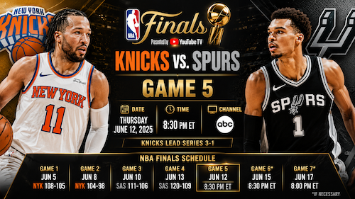 Knicks vs. Spurs Game 5 Time, Channel and NBA Finals Schedule