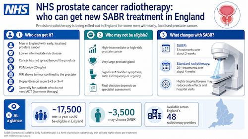 NHS prostate cancer radiotherapy: who can get new SABR treatment in England
