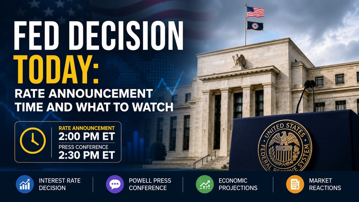 Fed Decision Today: Rate Announcement Time and What to Watch