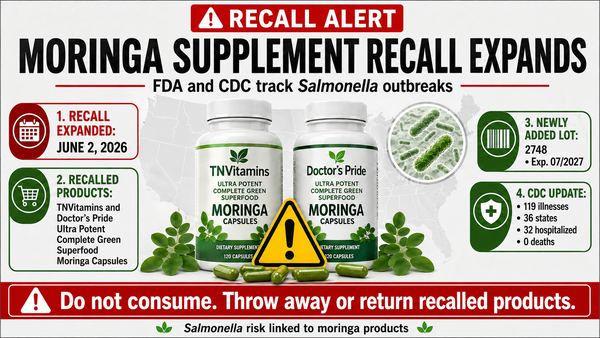Moringa Supplement Recall Expands as FDA and CDC Track Salmonella Outbreaks