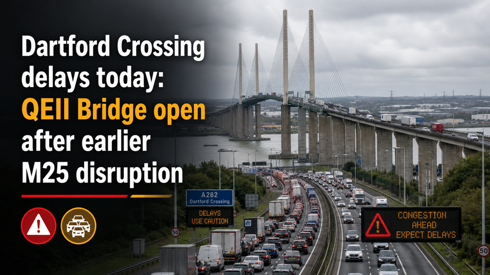 Dartford Crossing delays today: QEII Bridge open after earlier M25 disruption