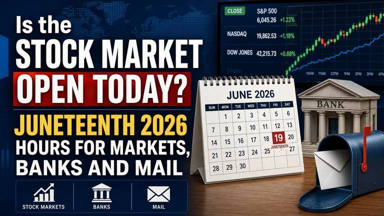 Is the Stock Market Open Today? Juneteenth 2026 Hours for Markets, Banks and Mail