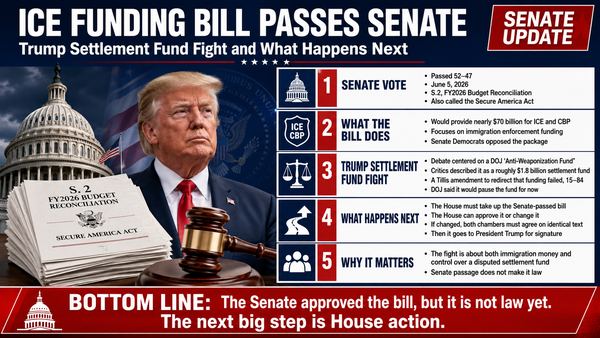 ICE Funding Bill Passes Senate: Trump Settlement Fund Fight and What Happens Next