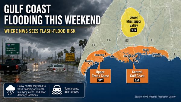 Gulf Coast flooding this weekend: Where NWS sees flash-flood risk