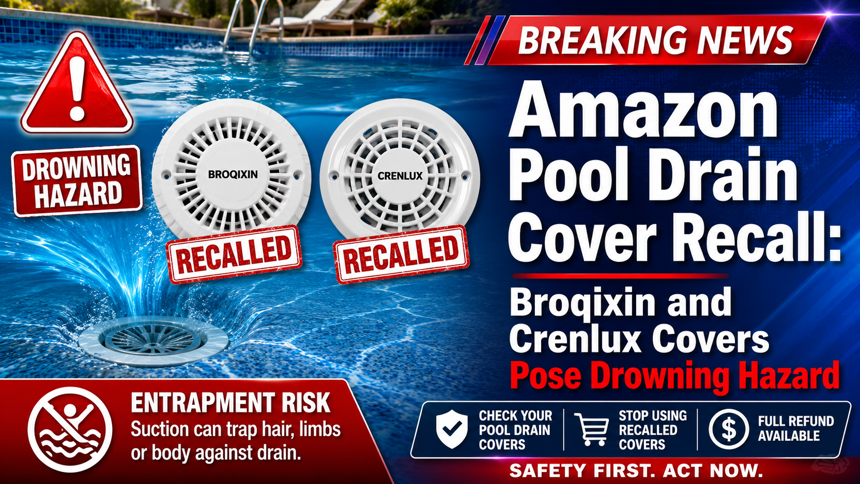 Amazon Pool Drain Cover Recall: Broqixin and Crenlux Covers Pose Drowning Hazard