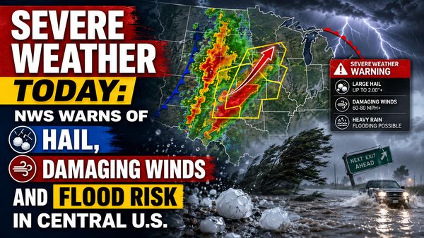 Severe Weather Today: NWS Warns of Hail, Damaging Winds and Flood Risk in Central U.S.