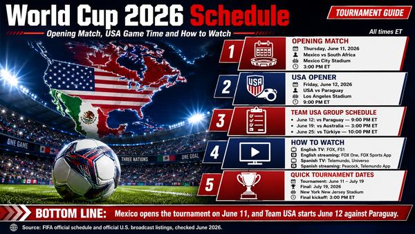 World Cup 2026 Schedule: Opening Match, USA Opener, Kickoff Times and How to Watch
