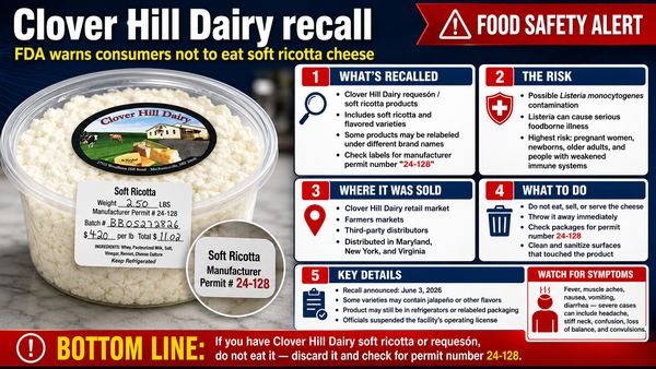 Clover Hill Dairy recall: FDA warns consumers not to eat soft ricotta cheese