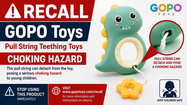 GOPO Toys Recall: Pull String Teething Toys Pose Choking Hazard