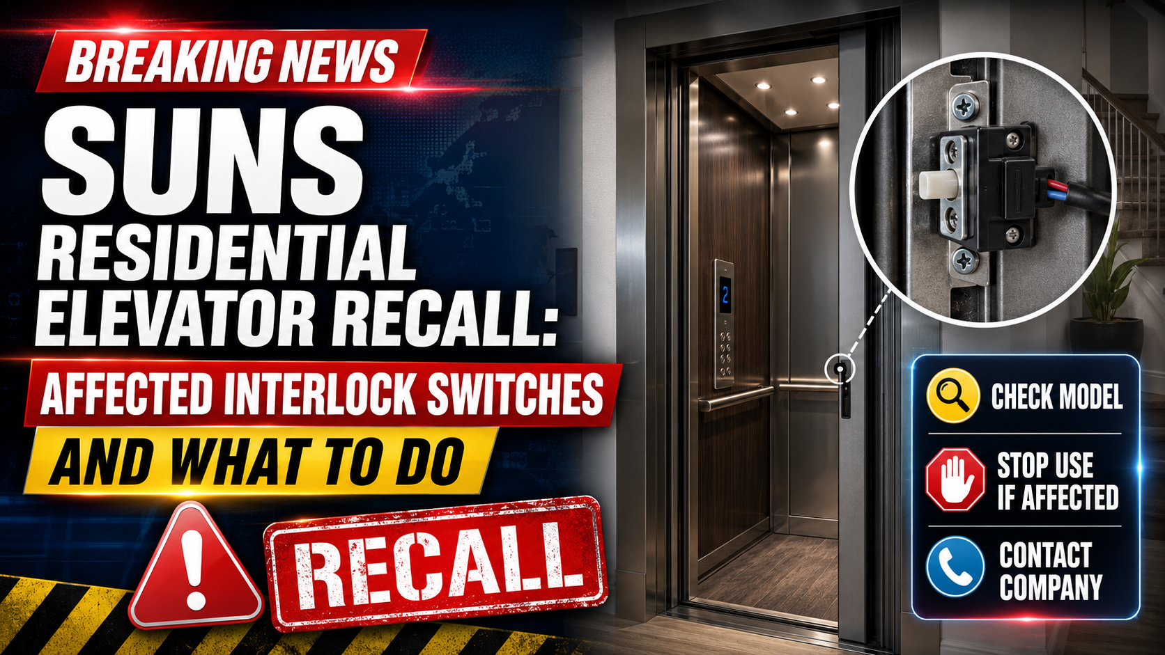 SUNS Residential Elevator Recall: Affected Interlock Switches and What to Do