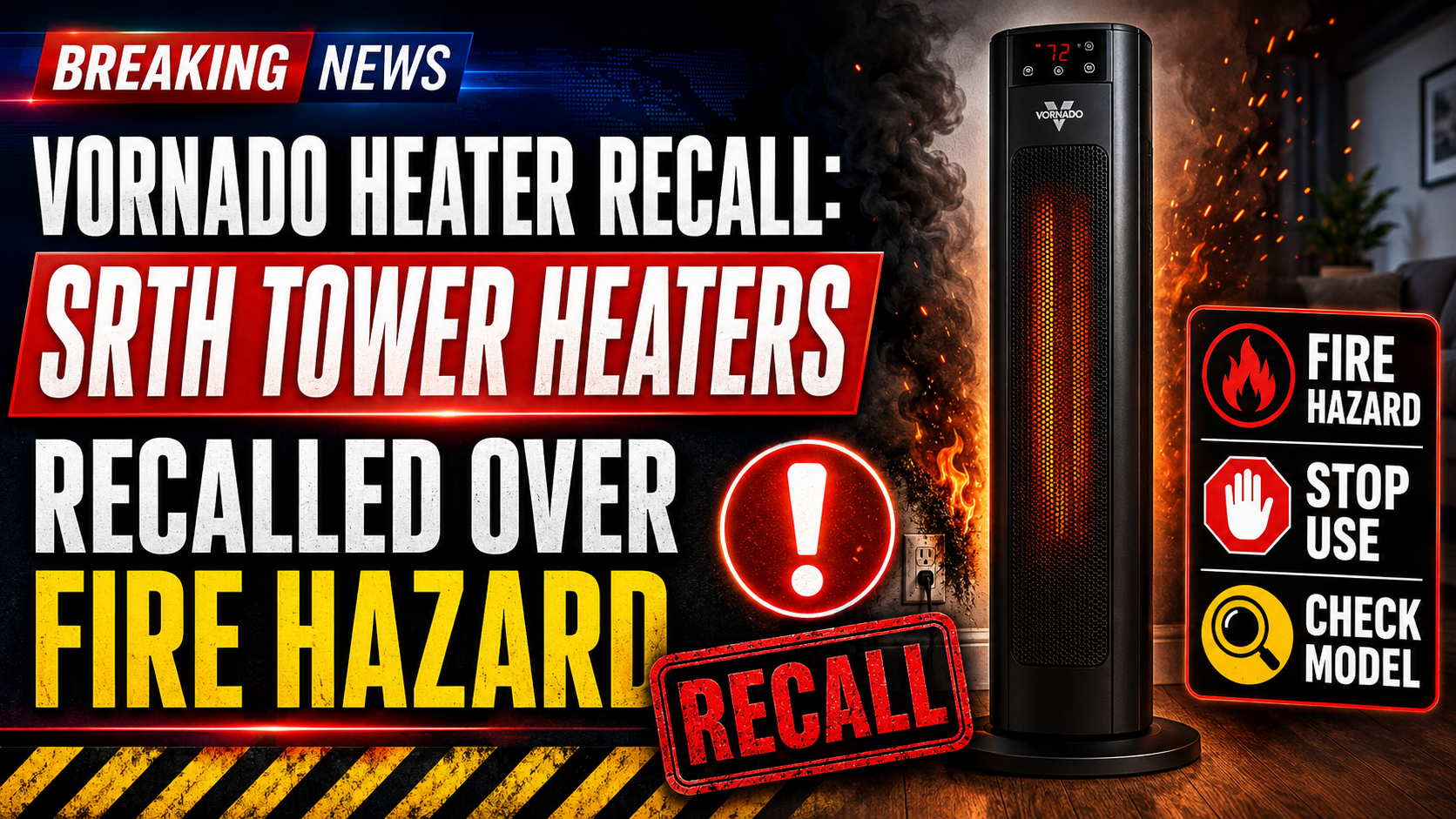Vornado Heater Recall: SRTH Tower Heaters Recalled Over Fire Hazard