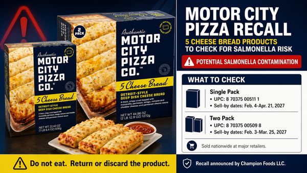 Motor City Pizza recall: 5 Cheese Bread products to check for Salmonella risk