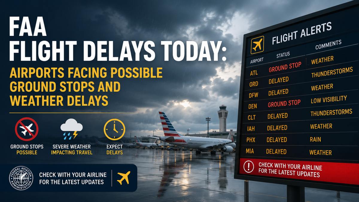 FAA Flight Delays Today: Airports Facing Possible Ground Stops and Weather Delays