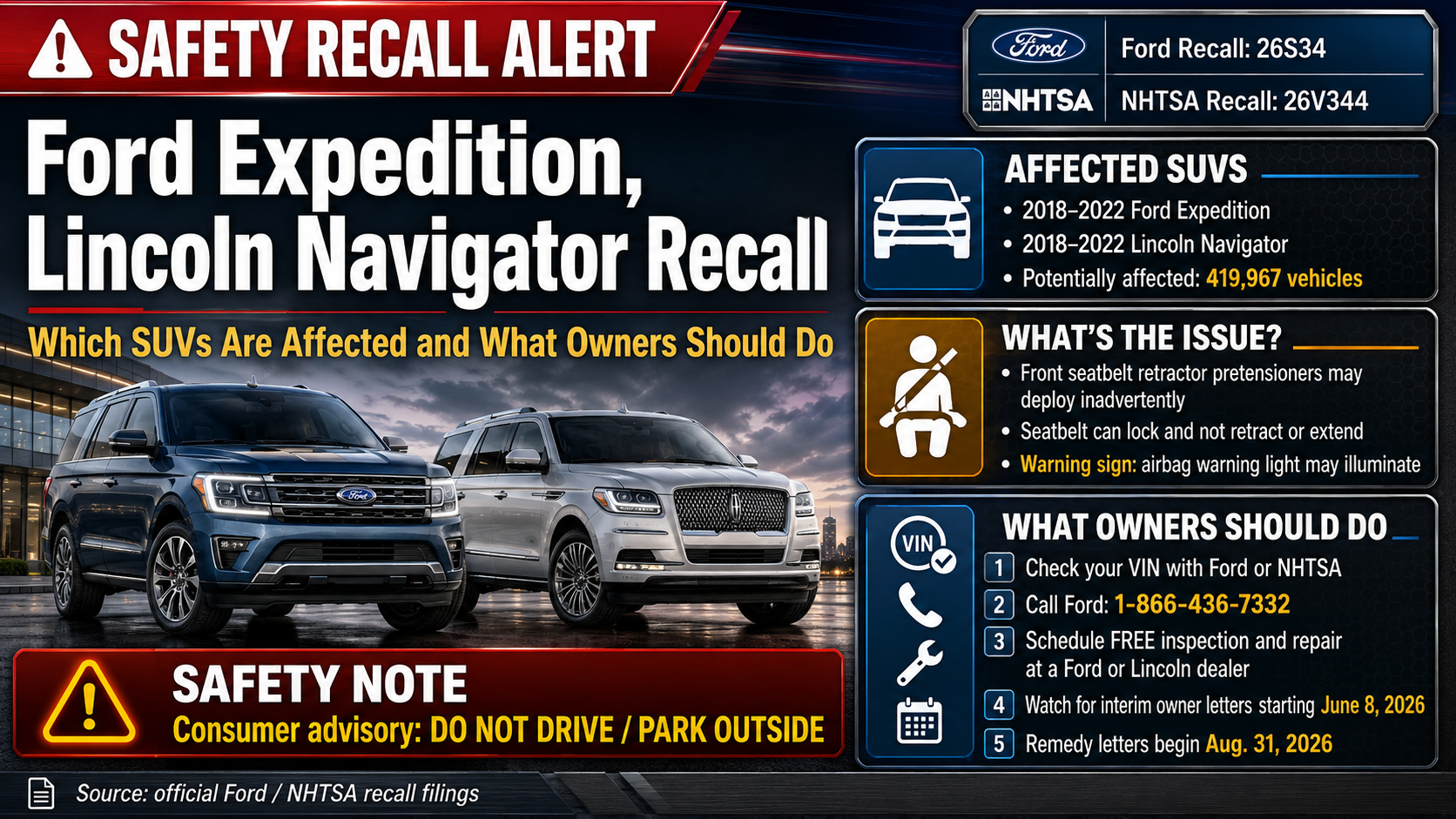 Ford Expedition, Lincoln Navigator Recall: Which SUVs Are Affected by Seat-Belt Defect