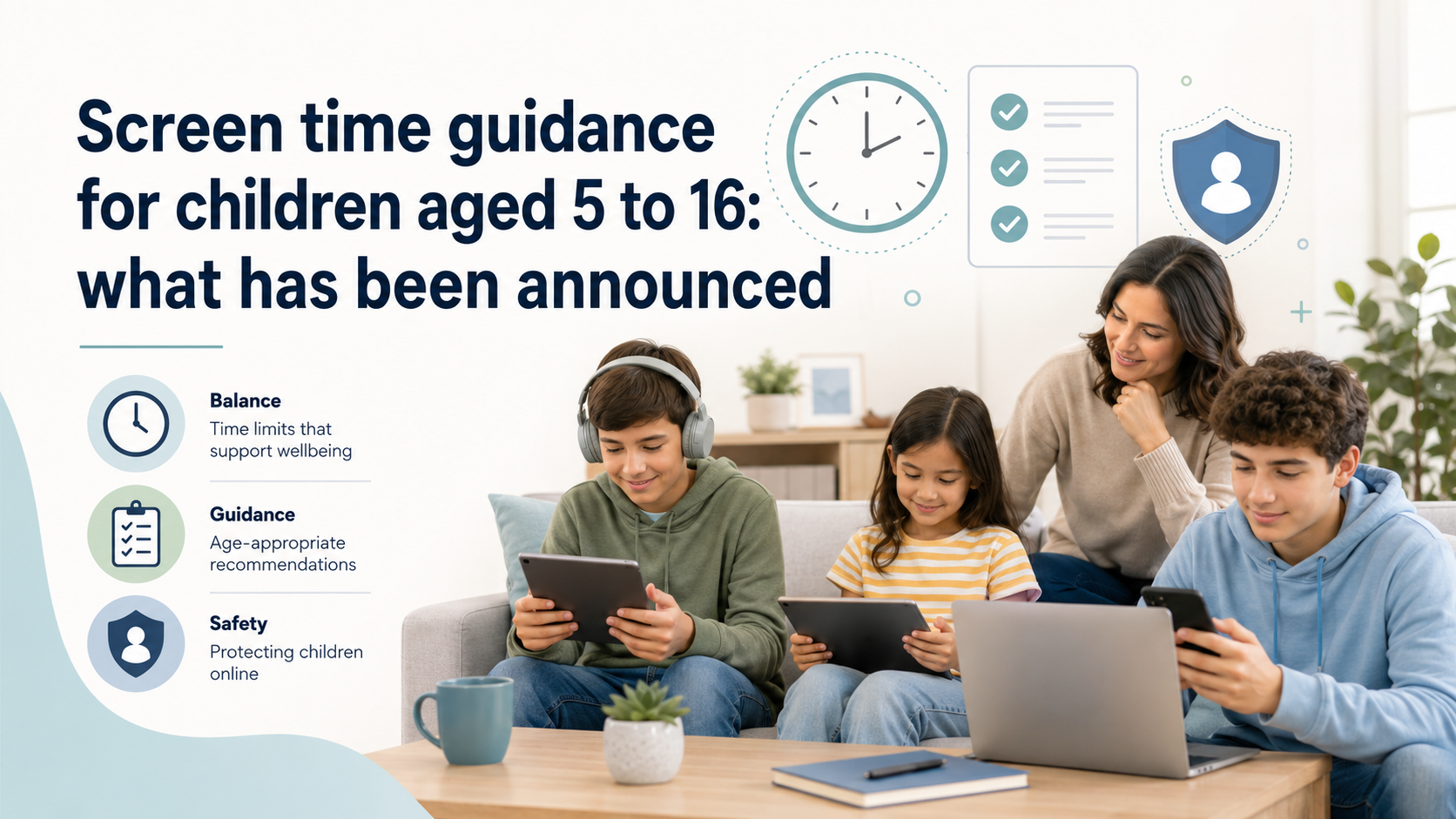 Screen time guidance for children aged 5 to 16: what has been announced